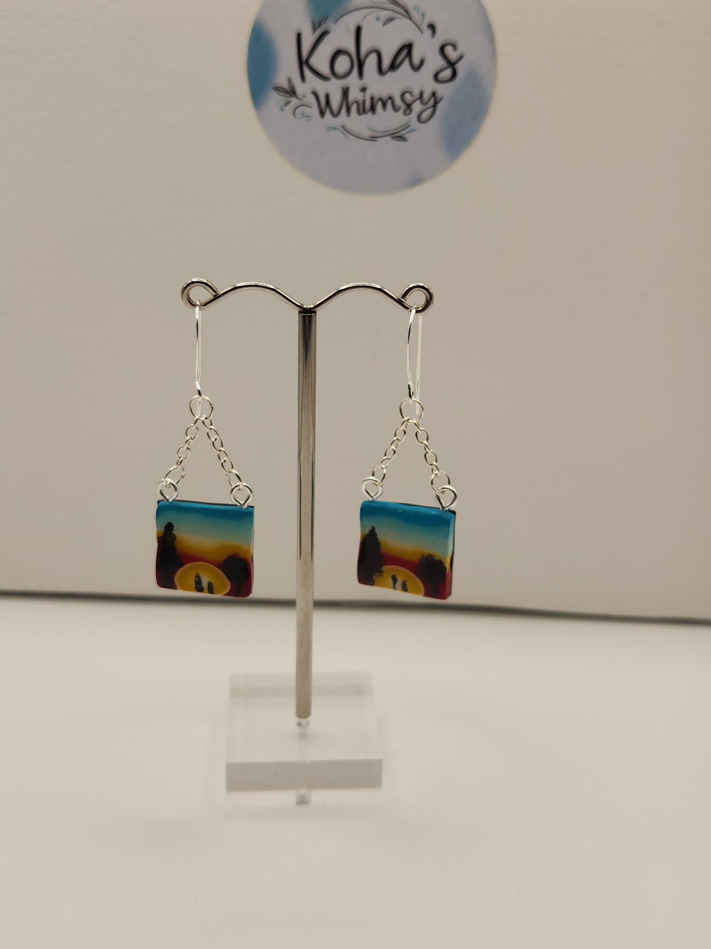 Sunrise Silhouette Dangle Earrings