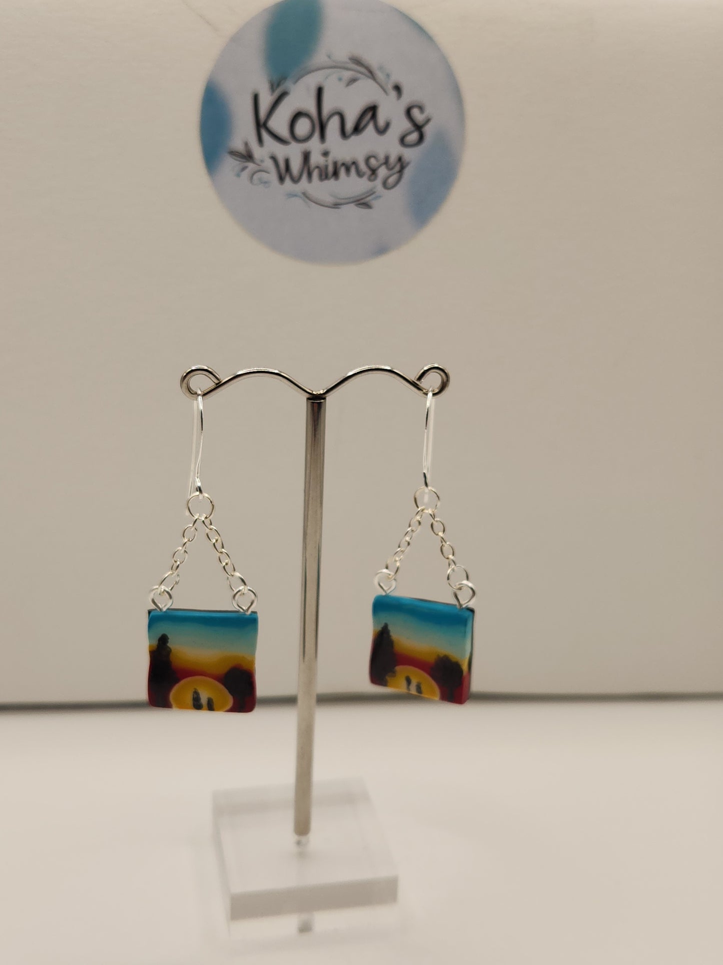 Sunrise Silhouette Dangle Earrings