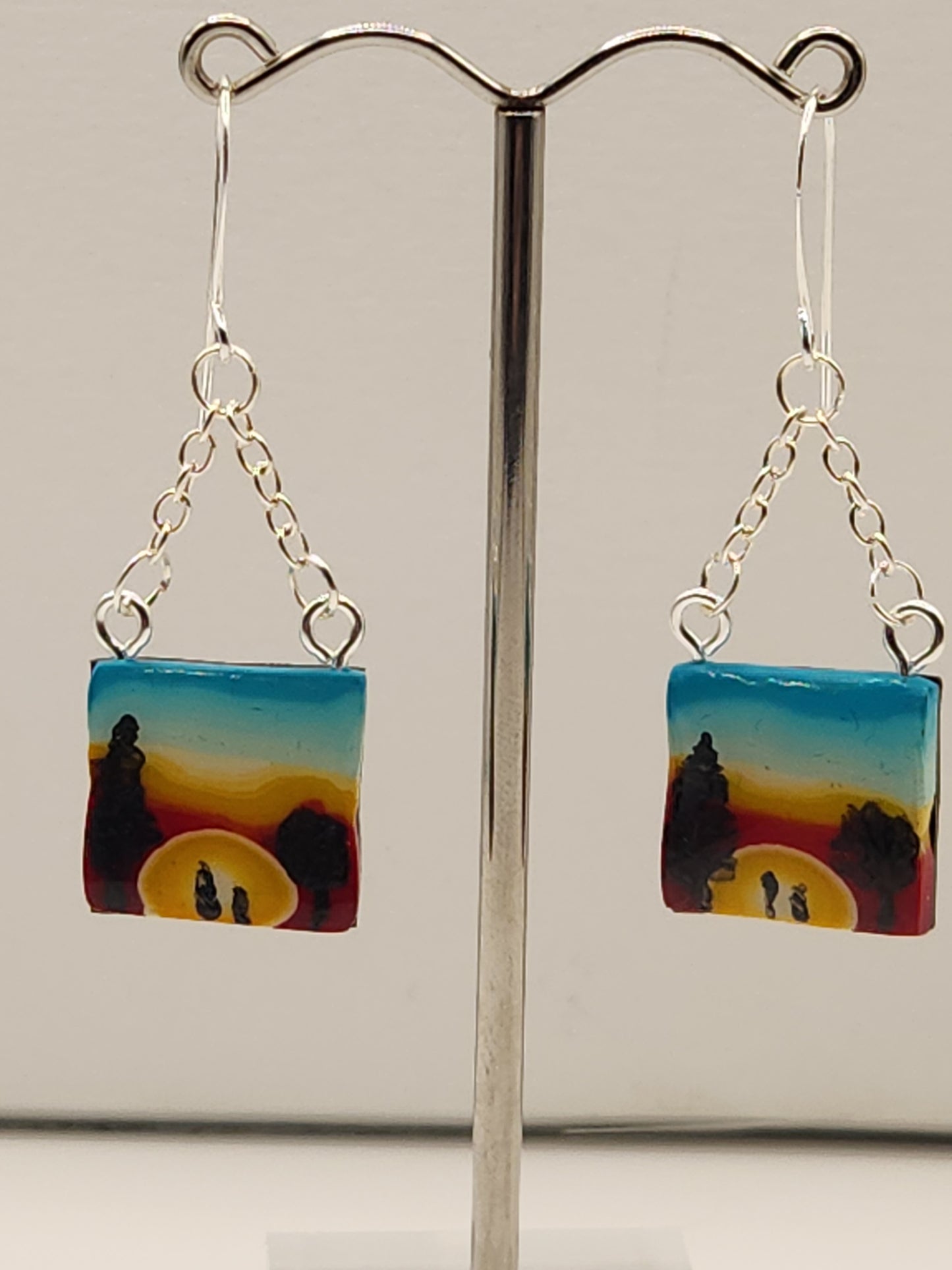 Sunrise Silhouette Dangle Earrings