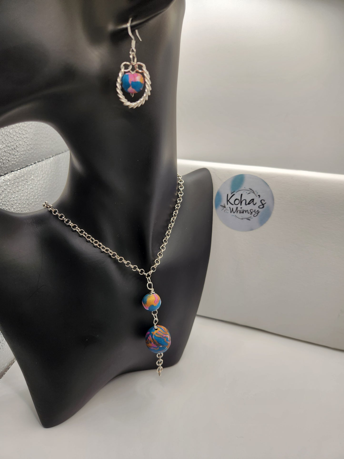 Coiled Wire Beaded Jewellery Set - One of a Kind