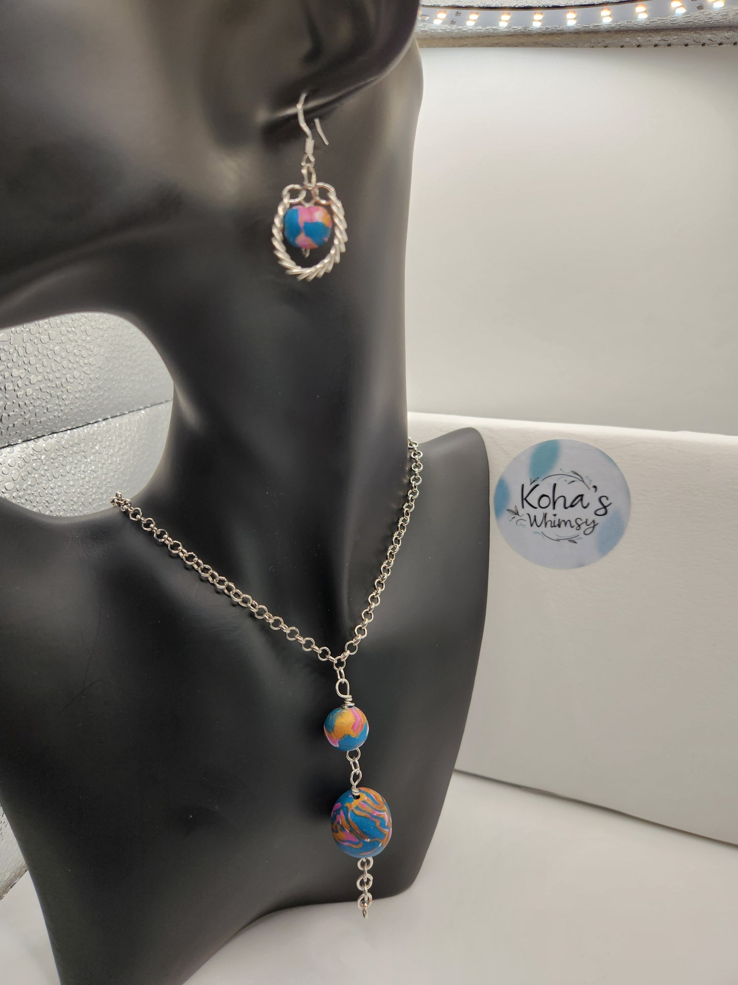 Coiled Wire Beaded Jewellery Set - One of a Kind