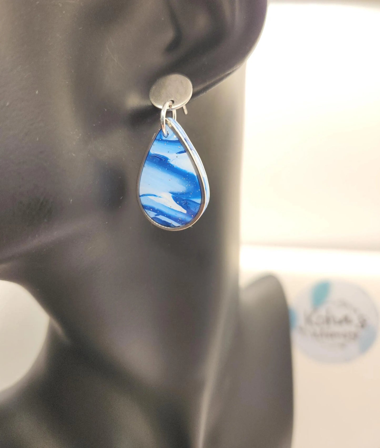 Shades of Blue Dangle Stud Earrings