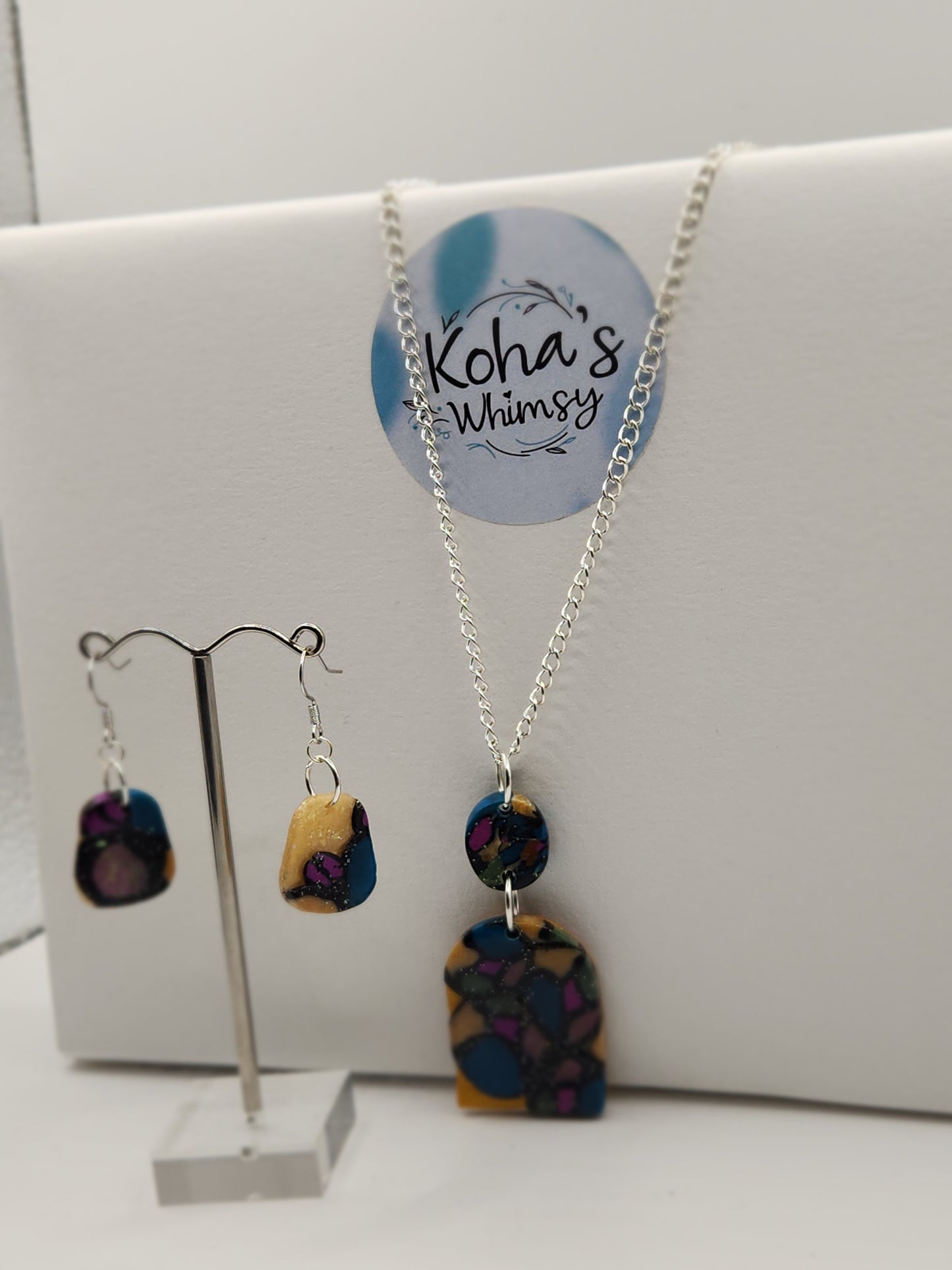 Rainbow Fish Arch Pendant & Upside-down Quadrangle Set