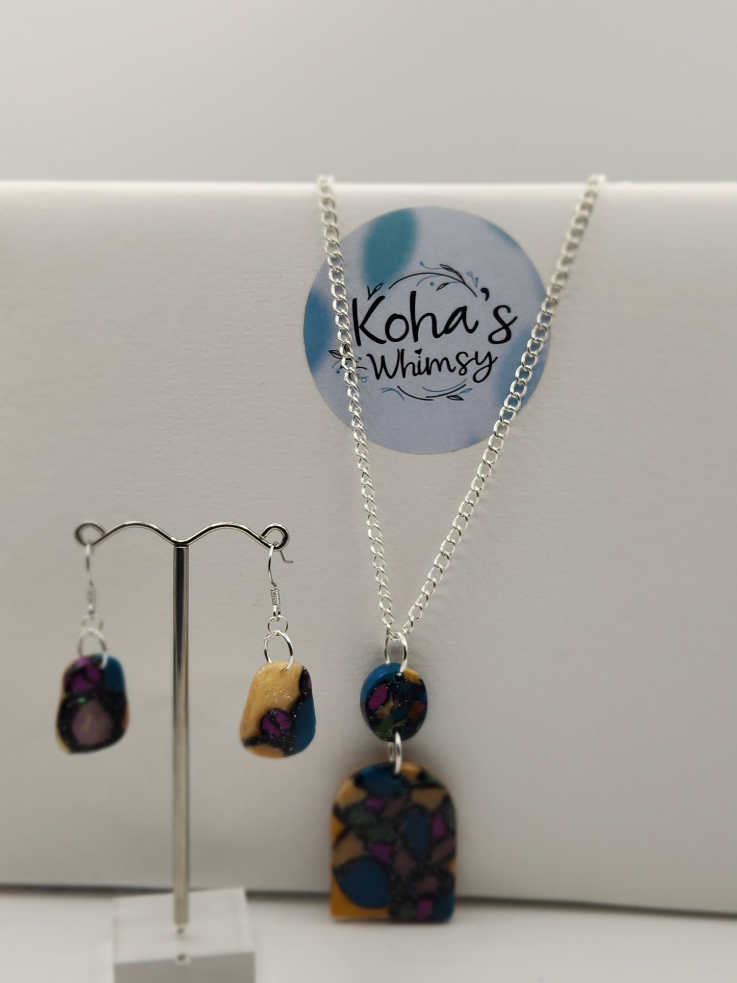 Rainbow Fish Arch Pendant & Upside-down Quadrangle Set